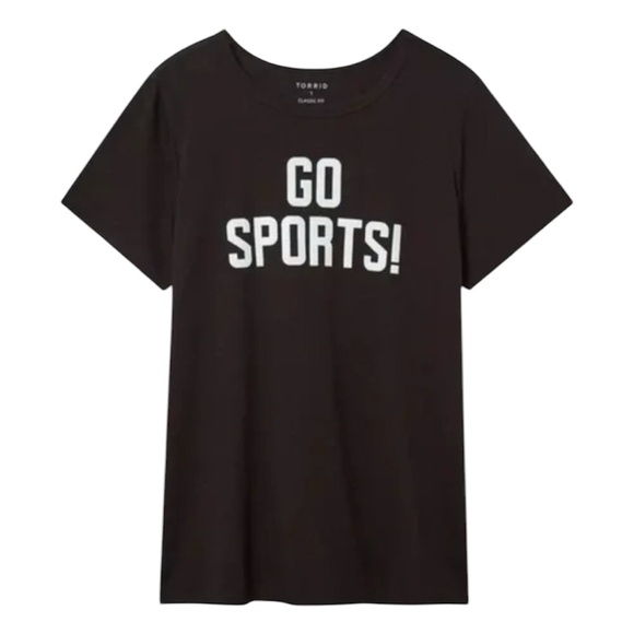 torrid Tops - Torrid Black 'Go Sports!' Short Sleeve Casual T-Shirt